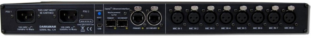Glensound DARK8MAIR - 8 Channel Dante/AES67 Microphone Preamp