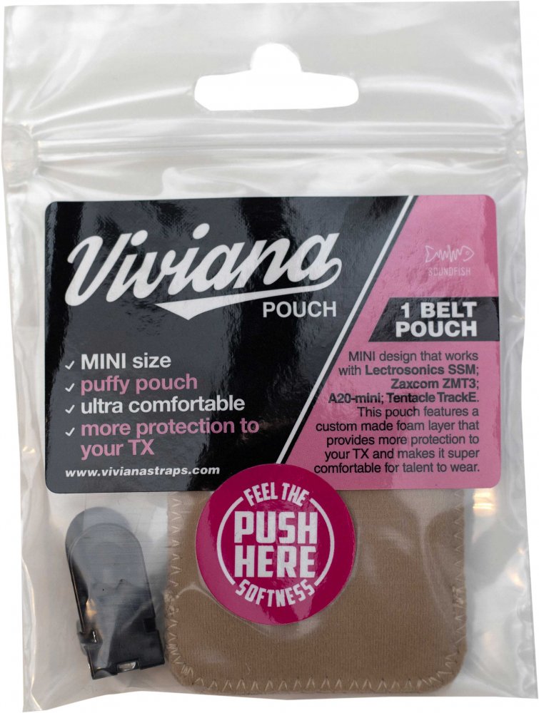 Viviana Straps Belt Puffy Pouch (Mini, Beige)