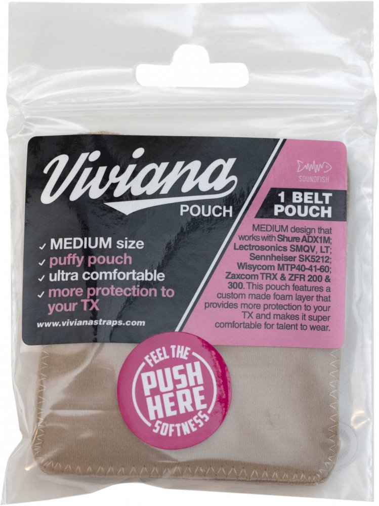 Viviana Straps Belt Puffy Pouch (Medium, Beige)