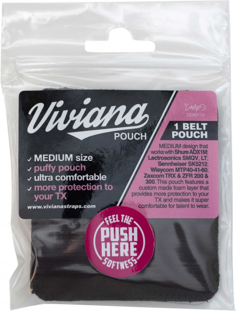 Viviana Straps Belt Puffy Pouch (Medium, Black)