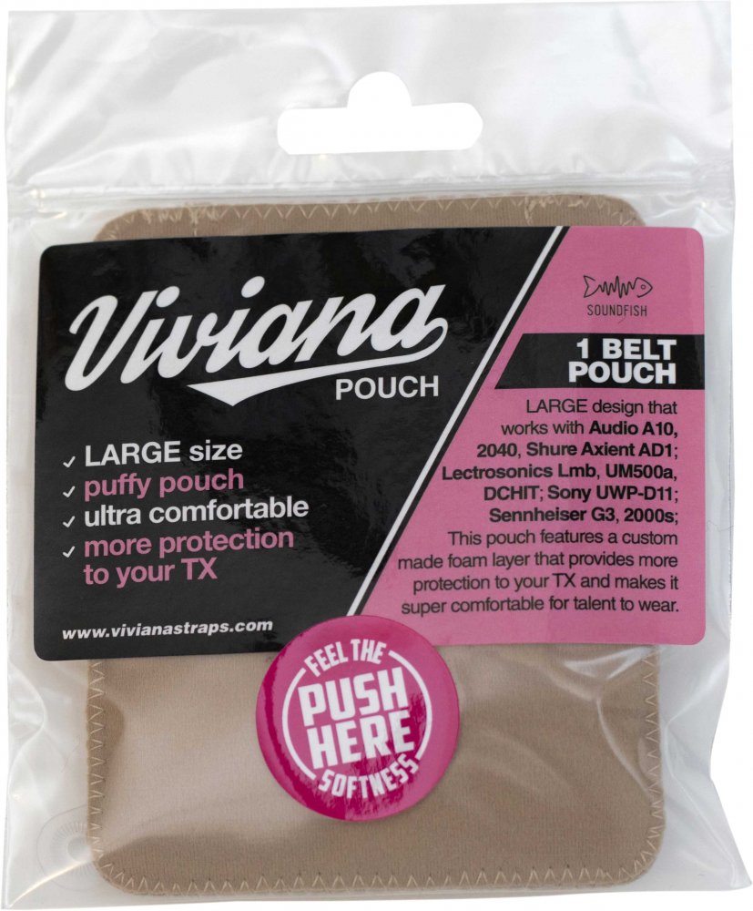 Viviana Straps Belt Puffy Pouch (Large, Beige)