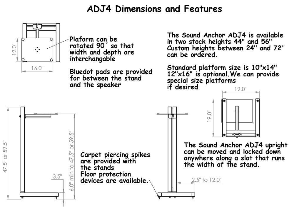 Sound Anchors ADJ4 - Pair 56"