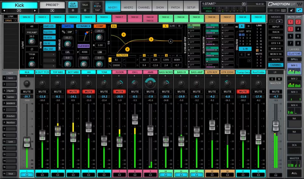 Waves eMotion LV1 64-Channel Mixer with Axis One Custom Computer