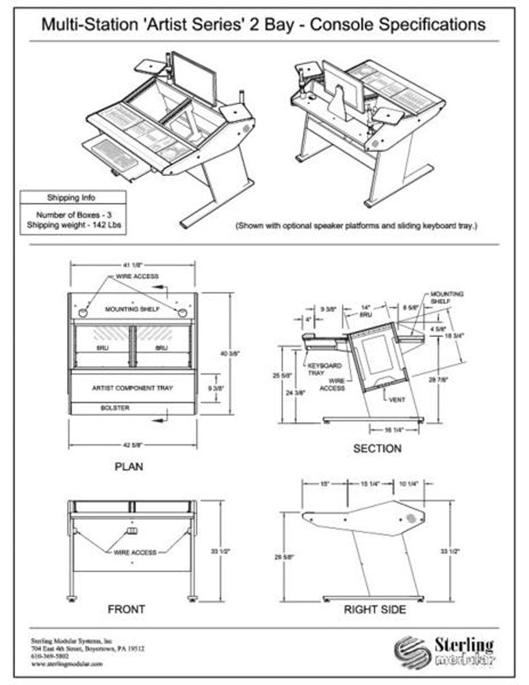 Sterling Modular Multi-Station Console for Avid Artist Series Components - 2 Bays